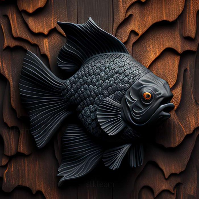 3D model Dark grey oranda fish (STL)